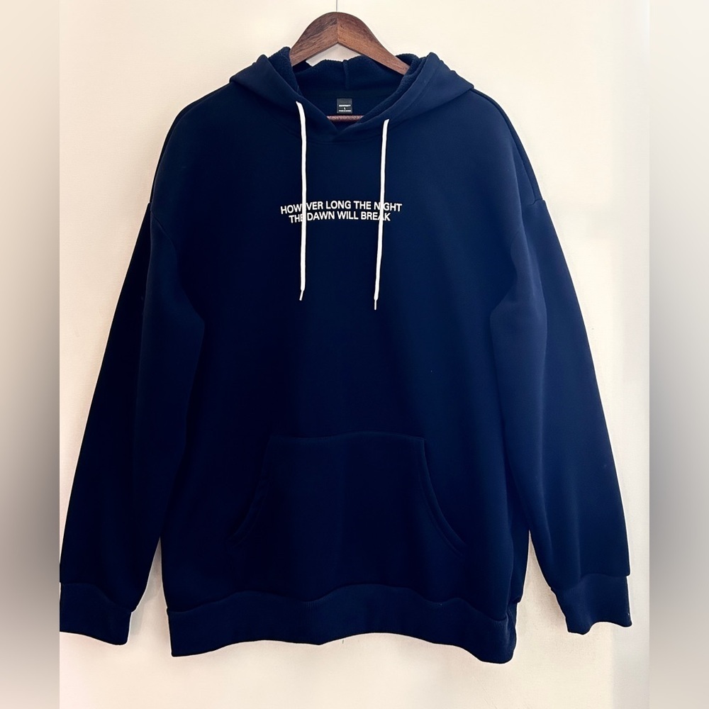 MANFINITY Navy Quote Hoodie L /artisan hands